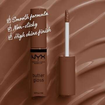 NYX PROFESSIONAL MAKEUP Butter Gloss in Brown Sugar - Fudge Me, Moisturizing Lip Gloss
