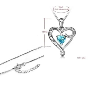 Elegant I Love You Mom Sterling Silver Heart Necklace