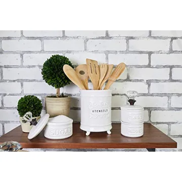 Mud Pie 6.5" Ceramic Utensil Holder for Kitchen