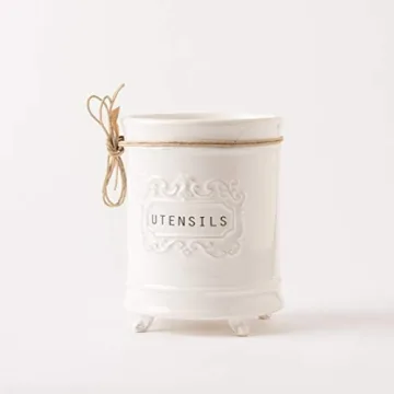 Mud Pie 6.5" Ceramic Utensil Holder for Kitchen