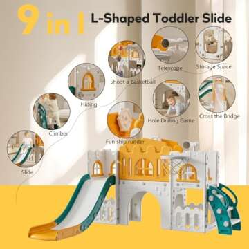 Baotree 9 in 1 Toddler Slide,Kids Slide Playset for Toddler,Indoor Outdoor Slide Toddler Playset wit...