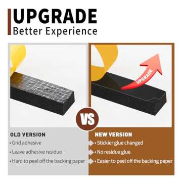 Yotache Foam Weather Stripping Seal Tape 3 Rolls 1/2" W X 1/8" T (New Adhesive Craft) for Doors and ...