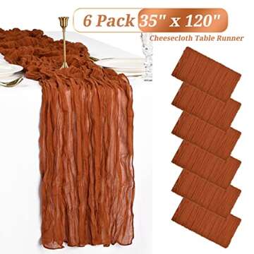 6 Pack Terracotta Cheesecloth Table Runner Gauze Table Runner 10FT Long Semi-Sheer Table Runner Boho...