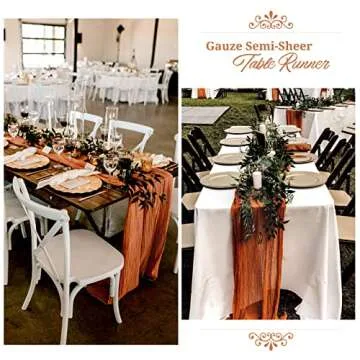 6 Pack Terracotta Cheesecloth Table Runner Gauze Table Runner 10FT Long Semi-Sheer Table Runner Boho or Rustic Wedding Table Decor for Wedding Decor Arch Draping Bridal Shower Holiday Party