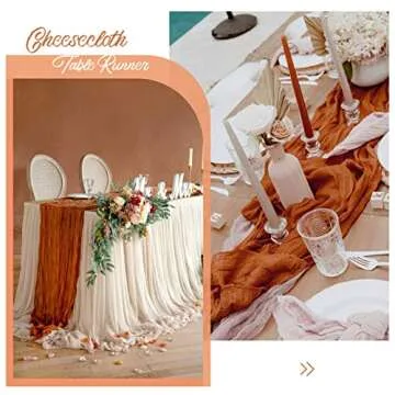 6 Pack Terracotta Cheesecloth Table Runner Gauze Table Runner 10FT Long Semi-Sheer Table Runner Boho or Rustic Wedding Table Decor for Wedding Decor Arch Draping Bridal Shower Holiday Party