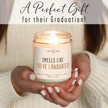 Graduation Candle with Vanilla Coconut | Eco-Friendly Gift