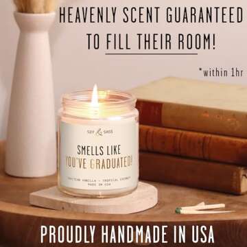 Graduation Candle with Vanilla Coconut | Eco-Friendly Gift