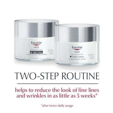 Eucerin Q10 Skin Care Set, Anti Wrinkle Daily Face Cream with Biotin (1.7 Oz) + Anti Wrinkle Night C...