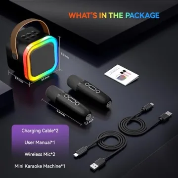 Portable Bluetooth Karaoke Machine with Wireless Mics & Lights