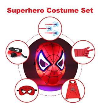 LSXLZQN Superhero Costume Masks Capes Boys,Web Shooter Super Heros Toy- Web Goves Costume Kids for C...