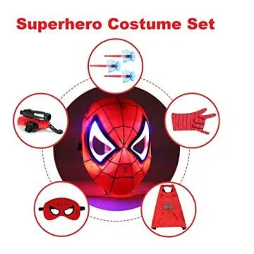 LSXLZQN Superhero Costume Masks Capes Boys,Web Shooter Super Heros Toy- Web Goves Costume Kids for C...
