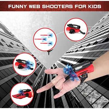 LSXLZQN Superhero Costume Masks Capes Boys,Web Shooter Super Heros Toy- Web Goves Costume Kids for Christmas Halloween Birthday Party Over 3 Years Old