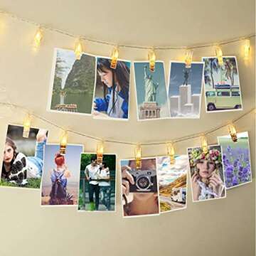 20 LED Warm White Photo Clips String Lights Display