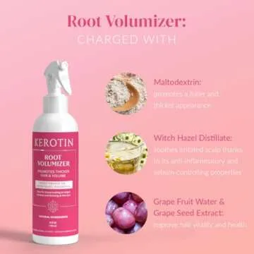 Kerotin Root Volumizer Spray. Hair Thickener and Anti-Thinning Root Lift - Styling and Repair to Boo...
