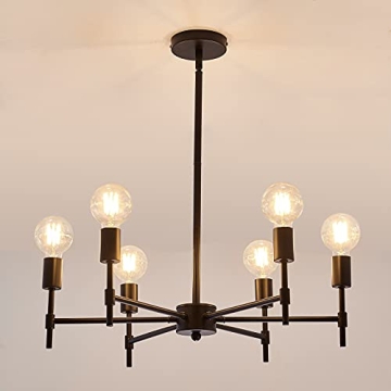 ASGYISA 6-Ceiling Light Black Sputnik Chandelier Metal Modern Semi Flush Mount Fixture Pendant Light...