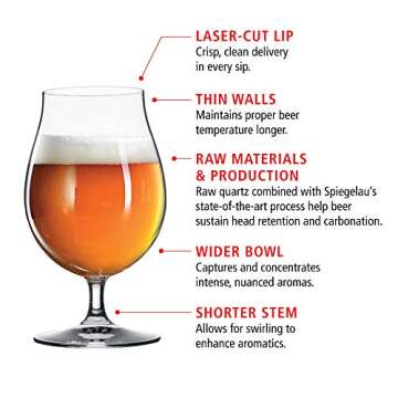 Spiegelau Classic Tulip Beer Glass, European-Made Crystal Drinking Glasses Perfect for Belgian Ales,...
