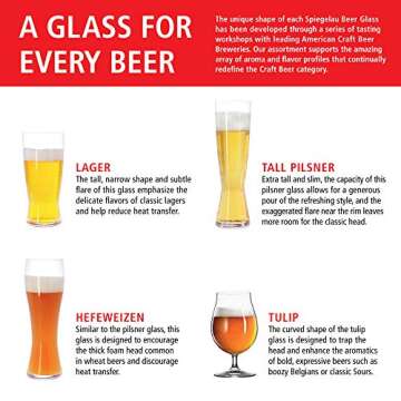 Spiegelau Classic Tulip Beer Glass, European-Made Crystal Drinking Glasses Perfect for Belgian Ales, IPA Beers, Cocktails, Sodas, Beverages, Smoothies, Home Bar Accessories, 15.5 oz, Set of 4