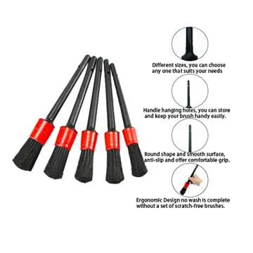 Auto Car Detailing Brush Set for Gentle Cleaning