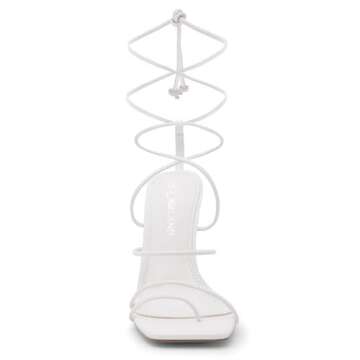 Shoe Land SL-Finely Women's Lace-Up Heels, Square Open Toe Ankle Wrap Tie-Up Heeled Sandals, 4-Inch ...