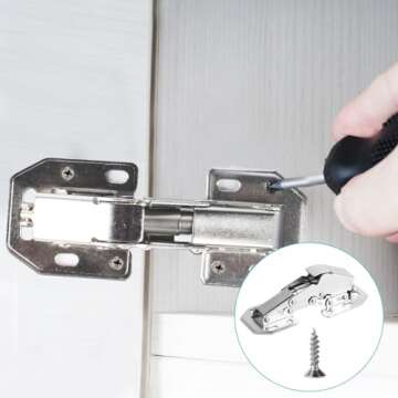 XhjzgcTech 4 Pcs Soft Close Concealed Cabinet Hinges,90 Degree Hinges，Soft Close Damping Hinges, Frameless Hidden Hinges, （4.3 Inch） Installation Method Reference Pictures