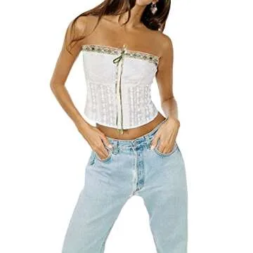Stylish Women's Y2K Lace Trim Bandeau Top for Summer