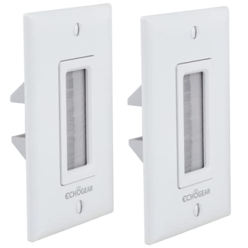 ECHOGEAR Wall Brush Plate for Hiding Up to 8 Low Voltage Cables - Sturdy Brushes with Cable Catching...