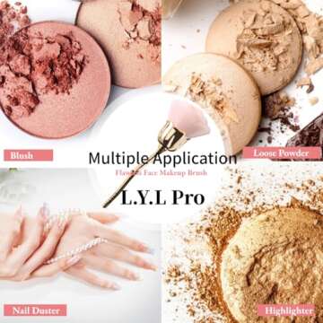 L.Y.L Pro Rose Makeup Brush – Super Large Powder Brush for Face & Powder Cosmetics – Cruelty-Free Vegan Brush, Perfect for Flawless Application & Setting Makeup – Gift-Ready for All Occasions