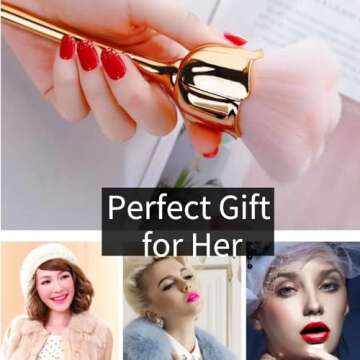 L.Y.L Pro Rose Makeup Brush – Super Large Powder Brush for Face & Powder Cosmetics – Cruelty-Free Vegan Brush, Perfect for Flawless Application & Setting Makeup – Gift-Ready for All Occasions