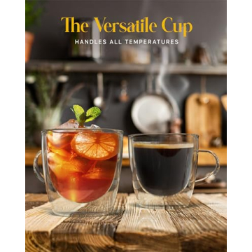 Kitchables Double Walled Glass Coffee Mugs Set of 4 Insulated