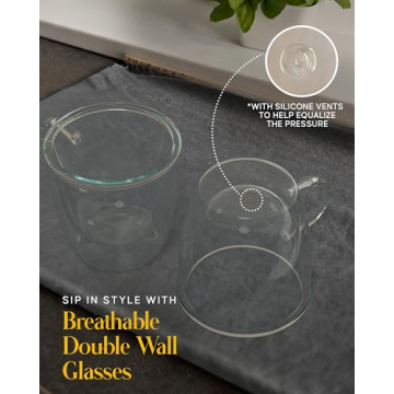 Kitchables Double Walled Glass Coffee Mugs Set of 4 Insulated