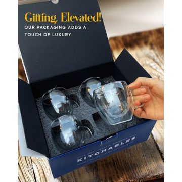 Kitchables Double Walled Glass Coffee Mugs Set of 4 Insulated