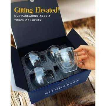 Kitchables Double Walled Glass Coffee Mugs Set of 4 Insulated