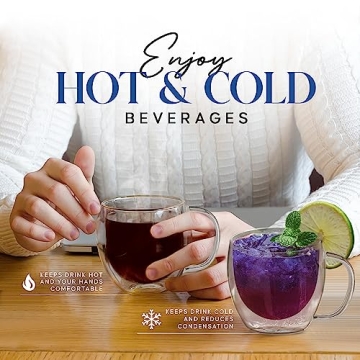 Kitchables Double Walled Glass Coffee Mugs Set of 4 Insulated