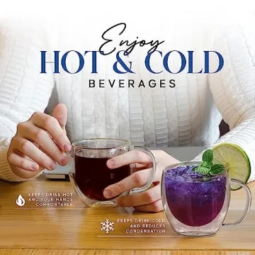 Kitchables Double Walled Glass Coffee Mugs Set of 4 Insulated