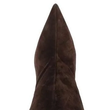 Kluolandi Womens Knee High Boots Sexy Pointed Toe Pull On Strange Wedge Heel Tall Boots for Women Brown Size 8
