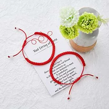 Desimtion Valentines Day Gifts for Him Boyfriend, Matching Couples Bracelets Gifts Ideas for Girlfriend Her Red String of Fate Bracelets Long Distance Relationship Gifts