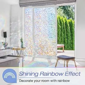 Homein Decorative Rainbow Window Film - 3D Non-Adhesive UV Blocking Window Tint for Privacy