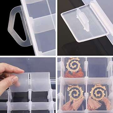 GHUO 2 Pack 36 Grids Plastic Organizer Box with Adjustable Dividers, Clear Storage Container for Letter Board Letters, Jewelry