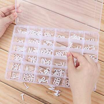 GHUO 2 Pack 36 Grids Plastic Organizer Box with Adjustable Dividers, Clear Storage Container for Letter Board Letters, Jewelry