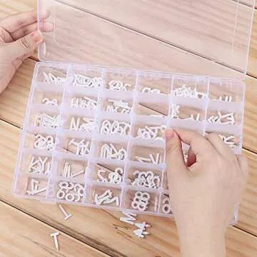GHUO 2 Pack 36 Grids Plastic Organizer Box with Adjustable Dividers, Clear Storage Container for Letter Board Letters, Jewelry