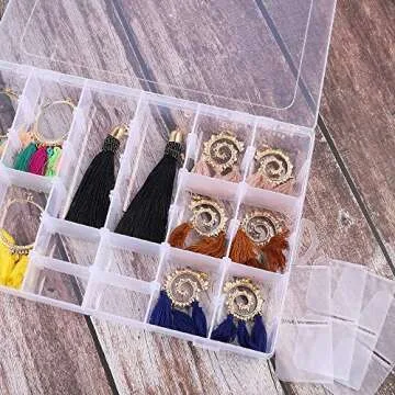 GHUO 2 Pack 36 Grids Plastic Organizer Box with Adjustable Dividers, Clear Storage Container for Letter Board Letters, Jewelry