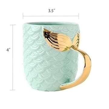 ZaH 15 oz Mermaid Mug Ceramic Coffee Mugs Big Cute Cups Cappuccino Teacup Birthday Bridal Shower Eng...