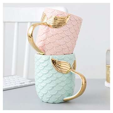 ZaH Mermaid Mug - Unique 15 oz Ceramic Coffee Cup