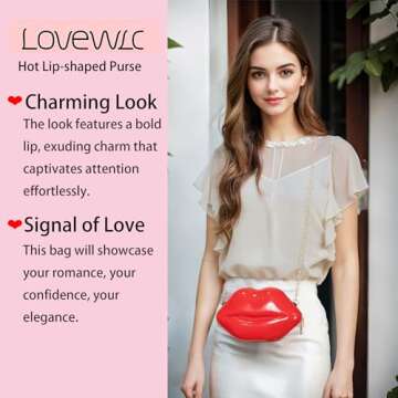 WLC Red Purse Hot Evening Banquet Bags Lip Bag Lips Purse for Young Women