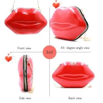 WLC Red Purse Hot Evening Banquet Bags Lip Bag Lips Purse for Young Women