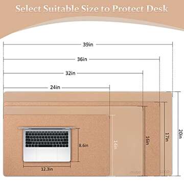LOLLIDO Leather Desk Pad - 36" x 17" Office Desk Mat, Large Mouse Pad Desk Protector, Desktop Mat, D...