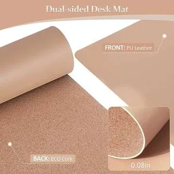 LOLLIDO Leather Desk Pad - 36" x 17" Office Desk Mat, Large Mouse Pad Desk Protector, Desktop Mat, Desk Writing Pad, Desk Blotter, Desk Cover (Cork+Bronze)