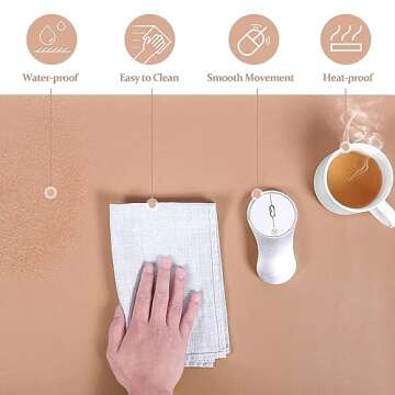 LOLLIDO Leather Desk Pad - 36" x 17" Office Desk Mat, Large Mouse Pad Desk Protector, Desktop Mat, Desk Writing Pad, Desk Blotter, Desk Cover (Cork+Bronze)