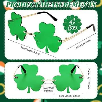 4 Pair St. Patrick's Day Shamrock Sunglasses Irish Green Leprechaun Costume Glasses St Patricks Day ...