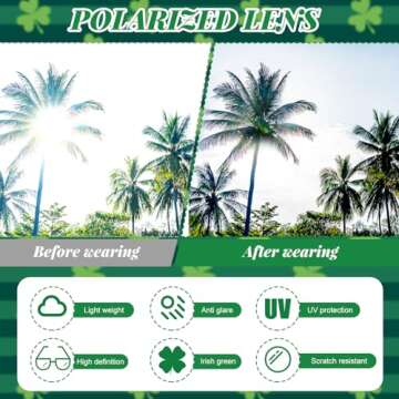 4 Pair St. Patrick's Day Shamrock Sunglasses Irish Green Leprechaun Costume Glasses St Patricks Day Accessories Clover Glasses Shamrock Glasses for St. Patrick's Day Costume Accessories Party Supplies